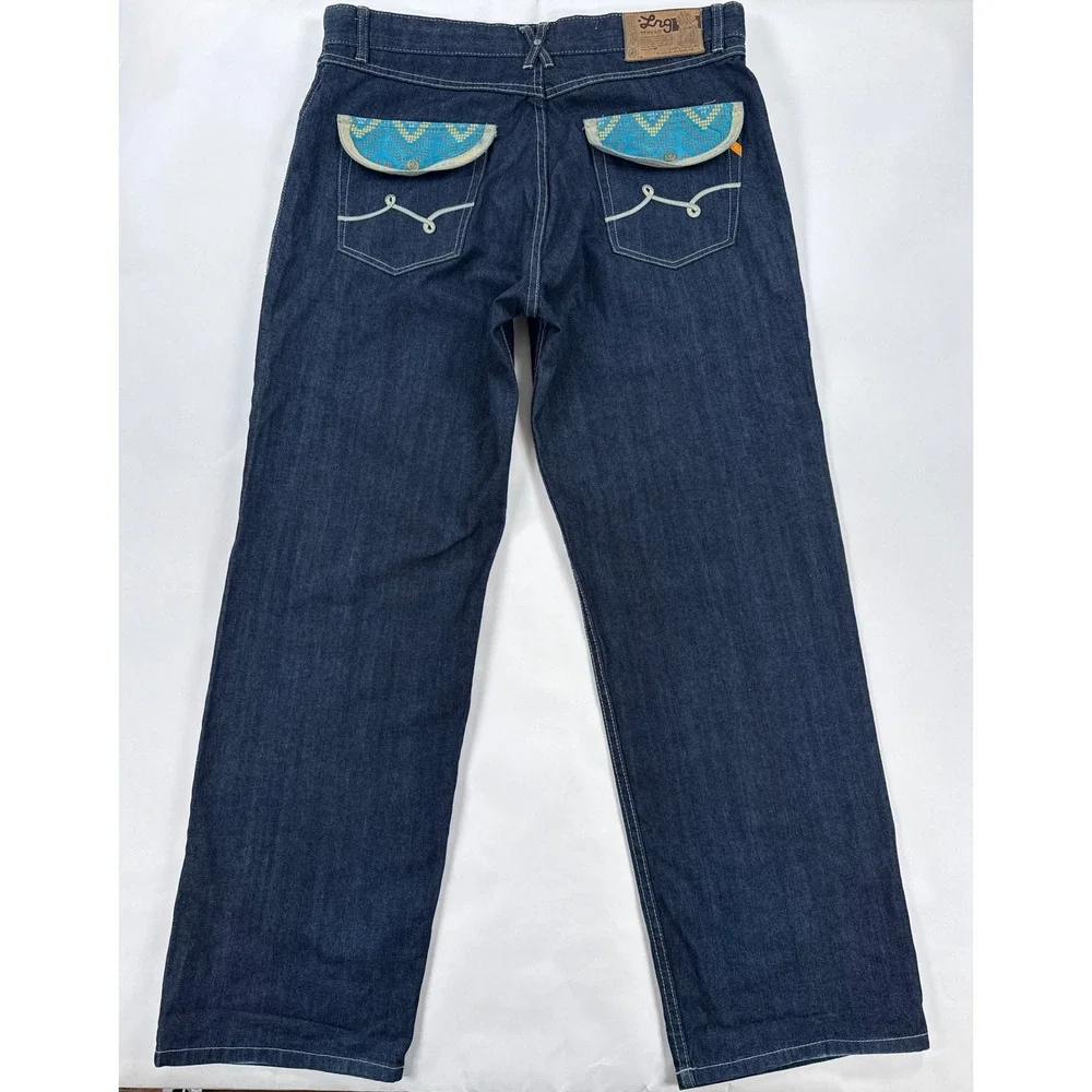 Vintage LRG Lifted Research Group Jeans Men 38 Dark Wash Embroidered Pockets Y2K